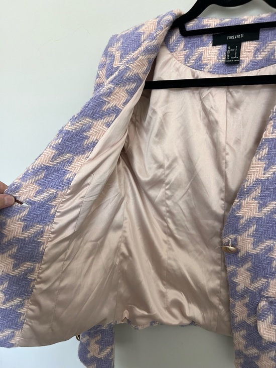 Forever 21 Lavender and Cream Houndstooth Blazer Size S - Picture 8 of 12